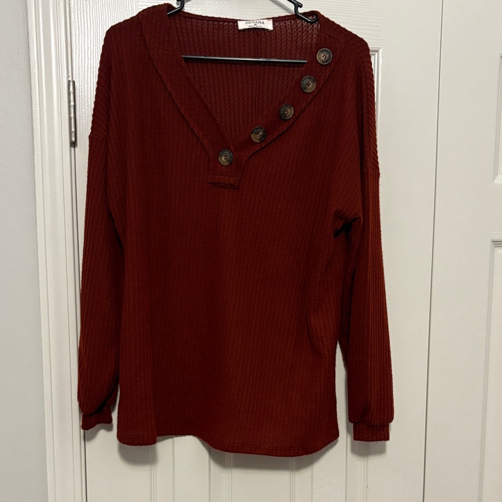 Zenana Outfitters Rust Knit Cardigan